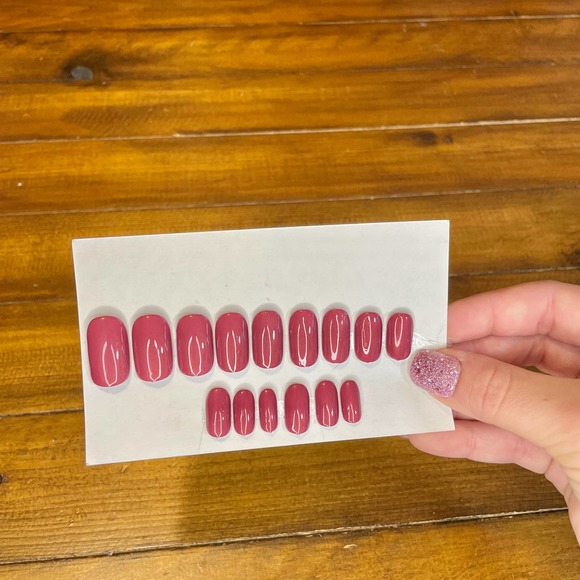 Shimmer Deep Mauve Polished & Glazed Nails | Press On Nails | V Day Mani - Picture 12 of 12